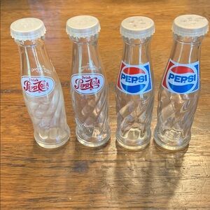 Pepsi Logo Salt and Pepper Shakers 4 1/4” Glass Bottle Collection Set of 2